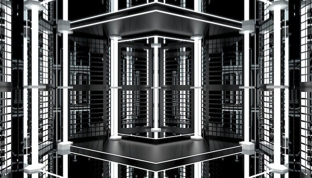 A rendering of a modern, high-tech data center facility with rows of servers, emphasizing the importance of these facilities in storing and processing data.