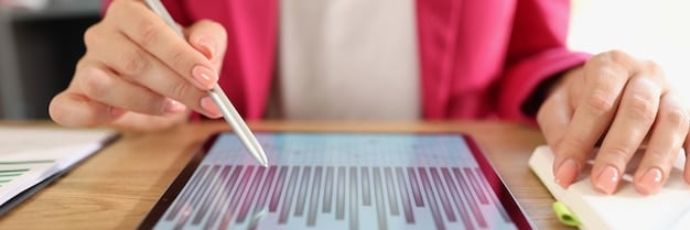Close-up shot of a hand pointing to a specific line item on a printed REIT financial statement, highlighting a debt-related metric, with the rest of the document slightly blurred for focus.