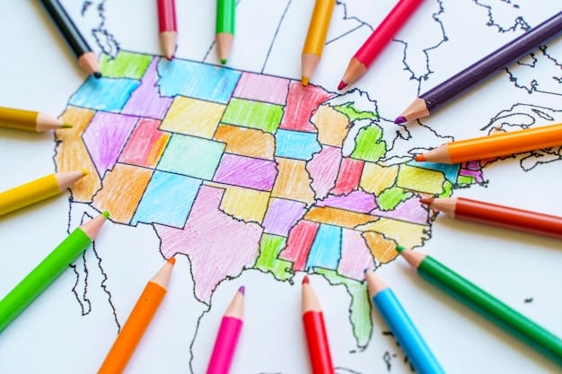 A map of the United States with different regions highlighted to represent diverse geographic locations for REIT investments.
