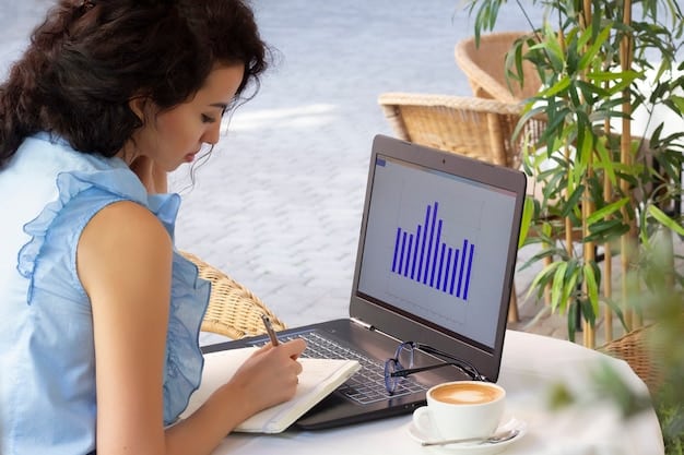A person filling out an online form on a laptop, with financial charts in the background, symbolizing the process of enrolling in a REIT DRIP online.